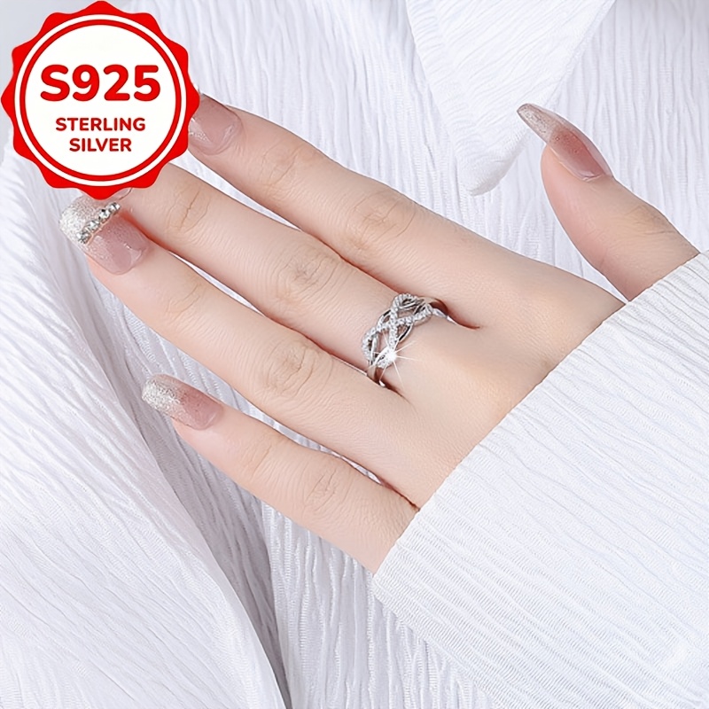 Women's S925 Silver Cross Open Ring, Elegant Gift